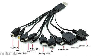 CABLE USB 10 EN 1 CARGADOR UNIVERSAL PARA IPHONE NOKIA SAMSUNG LG SONY ERICSSON 4