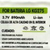 BATERIA COMPATIBLE PARA LG KG275 890 mAH, 3.7V LITIO ION BATTERY