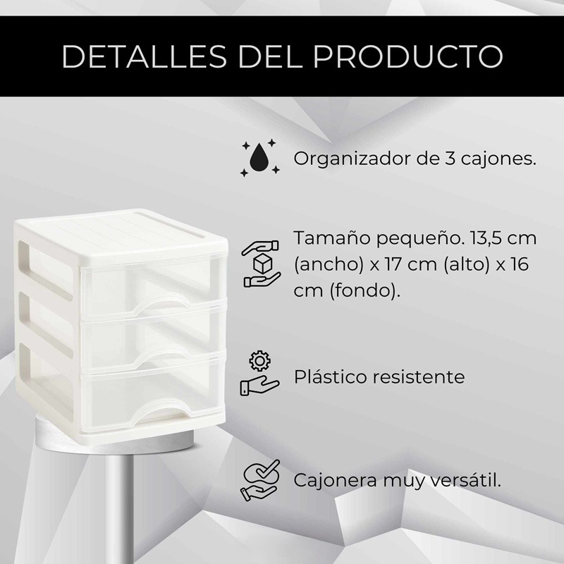 ✅2 Cajoneras de Plástico 3 Niveles Turia Blancas