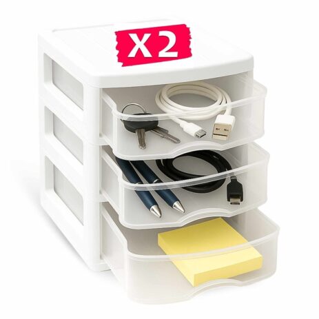 ✅2 Cajoneras de Plástico 3 Niveles Turia Blancas